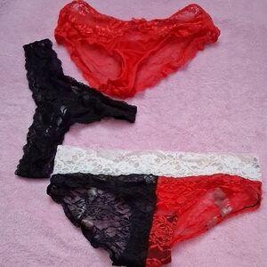 Lace Panty Set - Red, Black, White